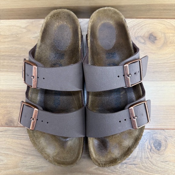 Birkenstock Arizona Sandals Womens 7 N EU 38 Birko Brown Slip On - Picture 4 of 10